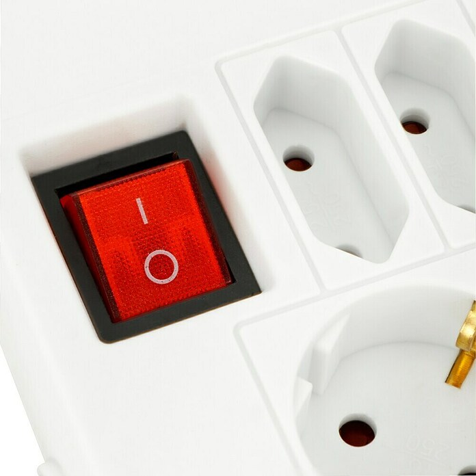 Steckdosenleiste (3-fach, Weiß, 1,4 m, 3.500 W, Erhöhter Berührungsschutz)