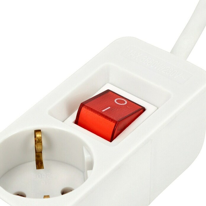Steckdosenleiste Powersplit (3 + 1-fach, Weiß, 2 m, 3.500 W)