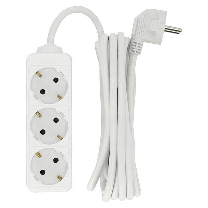 Steckdosenleiste (3-fach, Weiß, 3 m, 3.500 W)