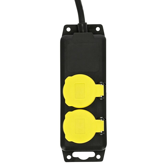 Feuchtraum-Steckdosenleiste (2-fach, 1,4 m, Max. Anschlussleistung: 3.500 W, Schwarz/Gelb)