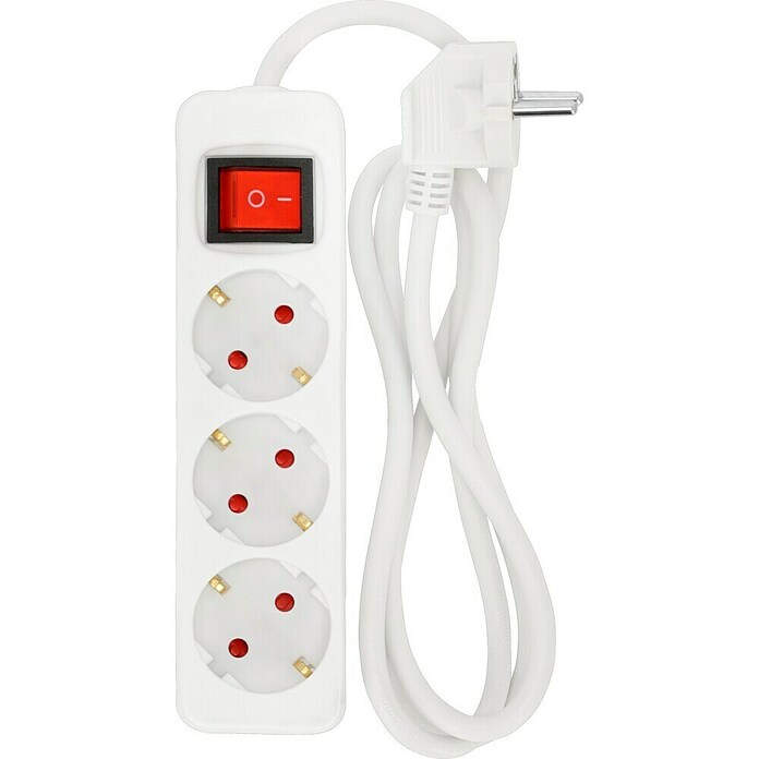 Steckdosenleiste (3-fach, Weiß, Kabellänge: 1,4 m, 3.500 W)