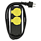 Feuchtraum-Steckdosenleiste (2-fach, 1,4 m, Max. Anschlussleistung: 3.500 W, Schwarz/Gelb)
