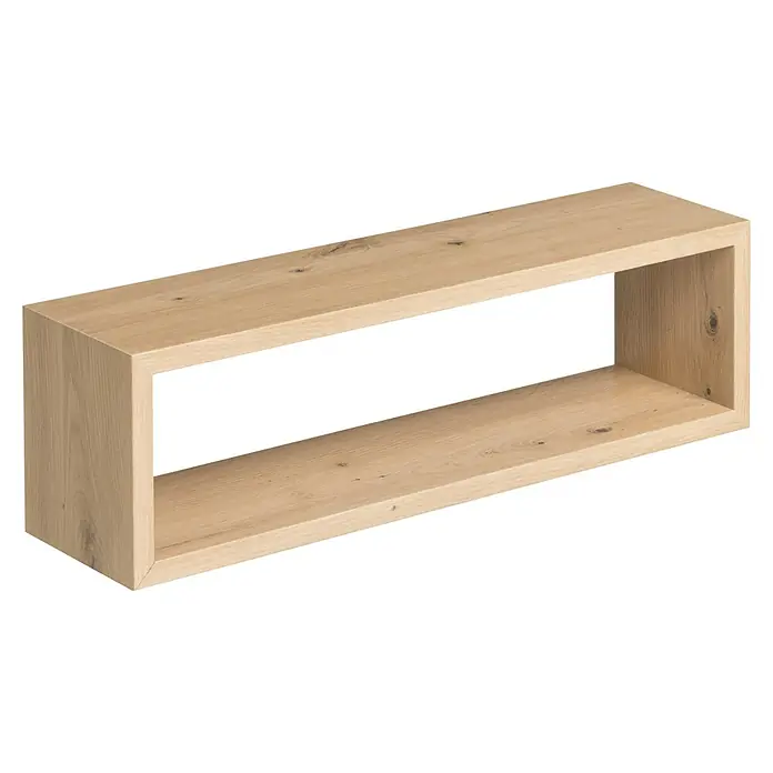 Format Wandregal Chany - L x B x H: 59 x 15 x 17 cm, Eiche Artisan - Rechteckiges Kastenregal aus hellem Holz.