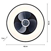 Just Light Plafondventilator Venika met verlichting (Zwart, Ø x h: 48,6 x 12 cm, 36 W) | BAUHAUS