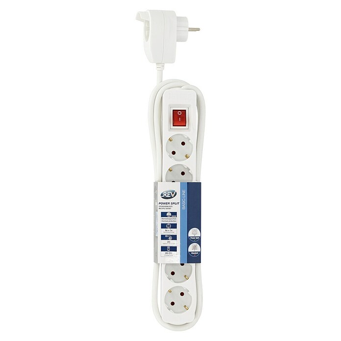 Steckdosenleiste Powersplit (6 + 1-fach, Weiß, 2 m, 3.500 W)