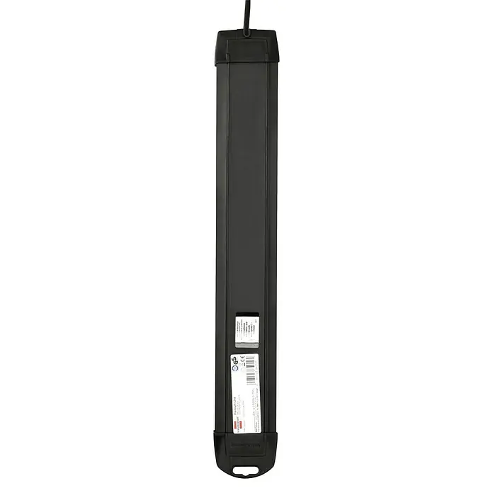 Brennenstuhl Steckdosenleiste Premium Line Plus - 10-fach, Schwarz, Kabellänge: 3 m, Mit Schalter - Das Bild zeigt eine Nahaufnahme einer schwarzen Markise, die hochgezogen ist und sich durch ein schlichtes, modernes Design auszeichnet.