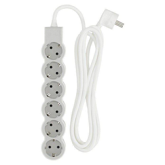 Legrand Steckdosenleiste (6-fach, Ultraweiß/Grau, Kabellänge: 3 m, IP20, Ohne Schalter) | BAUHAUS