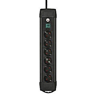 Brennenstuhl Steckdosenleiste Premium Line Plus (6-fach, Schwarz, Kabellänge: 3 m, Mit Schalter)