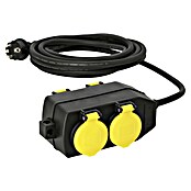 Feuchtraum-Steckdosenblock (H07RN-F3G1,5, 4-fach, 5 m, IP44, Schwarz/Gelb)