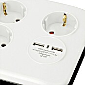 REV Produžni kabel s utičnicama (3-struko, 1,4 m, 2 USB priključka, Broj šuko utičnica: 3)