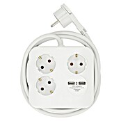REV Produžni kabel s utičnicama (3-struko, 1,4 m, 2 USB priključka, Broj šuko utičnica: 3)