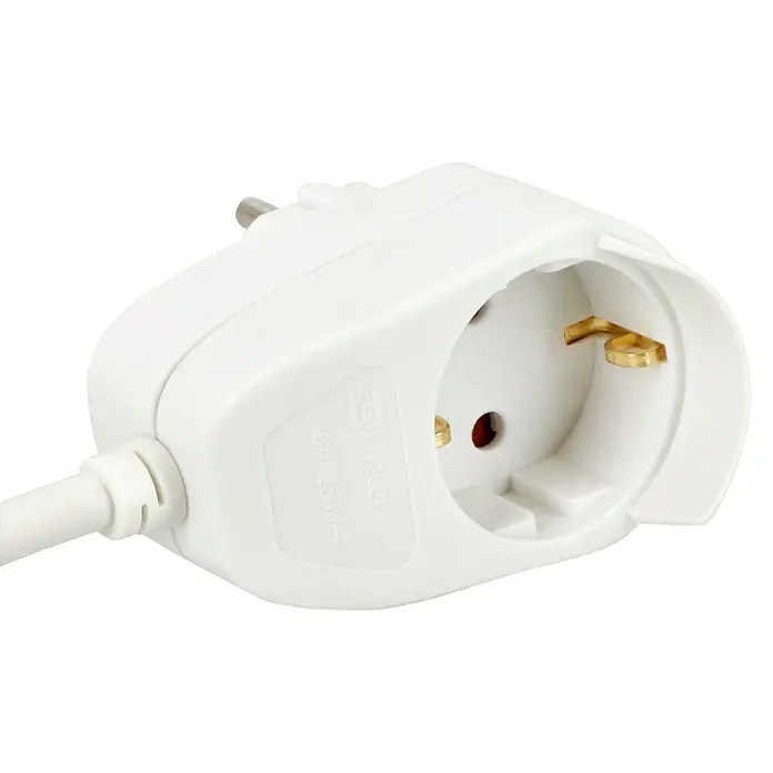 Steckdosenleiste Powersplit - Anzahl Steckdosen Schuko: 7 Stk., Weiß, Kabellänge: 2 m, Mit Schalter - Weiße Mehrfachsteckdose mit EU-Stecker für den Anschluss verschiedener elektronischer Geräte.