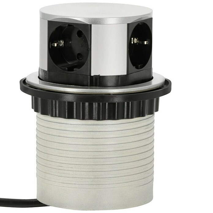 Steckdosensäule (Versenkbar, 2 USB-Anschlüsse, Kunststoff)