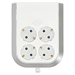 REV Steckdosenleiste Multipower (4-fach, Weiß/Silber, Ohne Schalter)