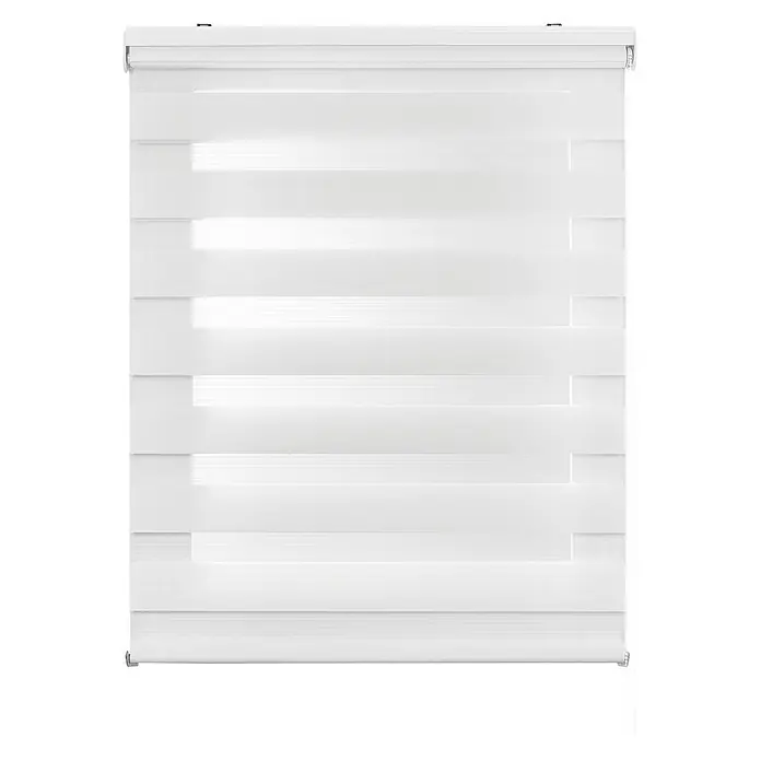 Estor noche y día Duolux - An x Al: 120 x 250 cm, Blanco - Imagen de un estor doble enrollable blanco, que ofrece una decoración de ventana elegante y moderna. Es funcional y elegante.