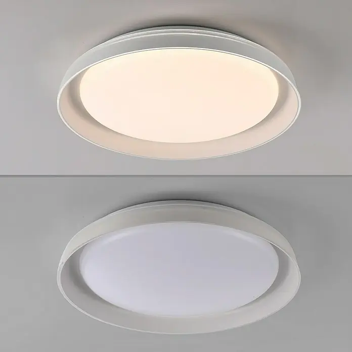 Paul Neuhaus LED-Deckenleuchte rund Sati - 23,5 W, Ø x H: 43 x 8,5 cm, Weiß, Warmweiß - Deckenleuchte mit LED-Beleuchtung in zwei Varianten: warmweiß und kaltweiß. Elegantes, rundes Design für eine moderne Raumbeleuchtung.