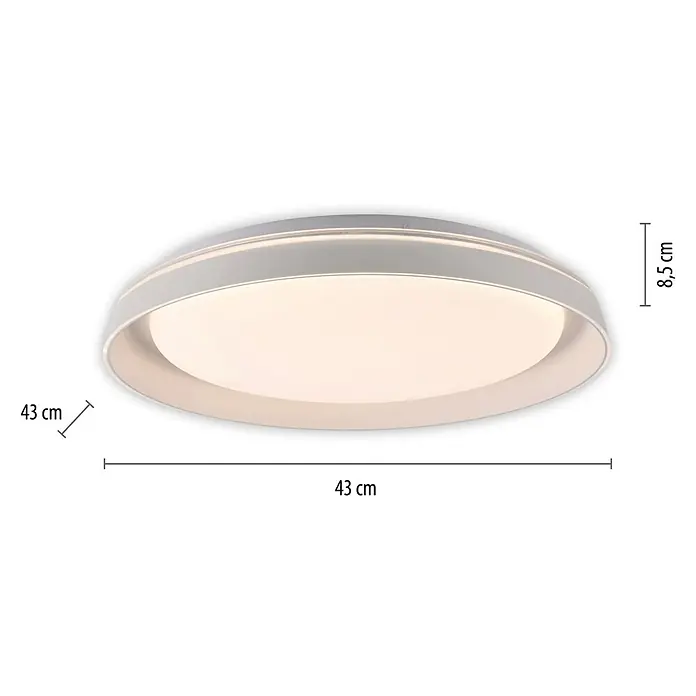 Paul Neuhaus LED-Deckenleuchte rund Sati - 23,5 W, Ø x H: 43 x 8,5 cm, Weiß, Warmweiß - Runde weiße LED-Deckenleuchte, 43 cm Durchmesser, 8,5 cm hoch.