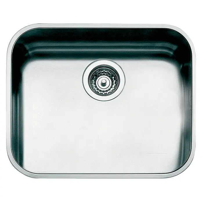 Smeg Fregadero encastrable UM 50 - 43,6 x 53,9 cm, Acero inoxidable - Fregadero de acero inoxidable con desagüe redondo, ideal para cocinas modernas. La pila es rectangular con esquinas redondeadas y pulida.