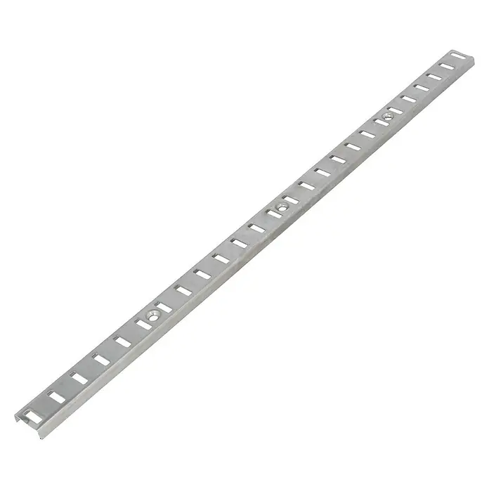 Suki Guía para la pared - Largo: 2.000 mm, Acero, Plateado - Riel metálico ranurado plateado para sistemas de estanterías ajustables.