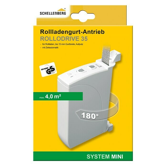 Schellenberg Rollladen-Gurtwickler Rollo Drive 35B x H: 39 x 166 mm, Gurtbreite: 14 mm, Zugkraft: 12 kg Front View