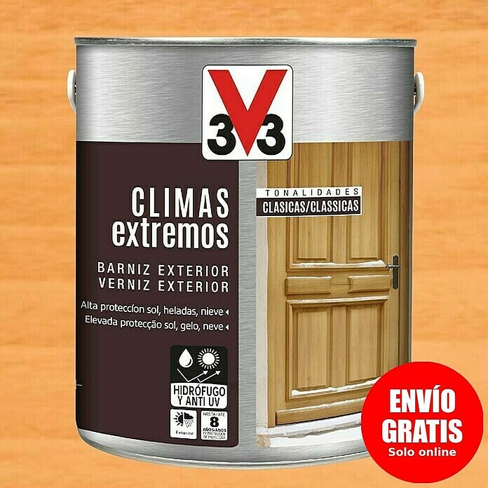 V33 Barniz para madera exterior Climas Extremos (Pino, Brillante, 2,5 l)
