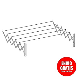 Tendedero de pared extensible (Longitud cuerda de tender: 5 m, 100 cm, Color: Blanco)