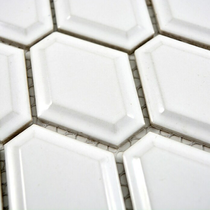 Mosaikfliese Diamant CG MD 1WG (25,2 x 26,5 cm, Weiß, Glänzend)
