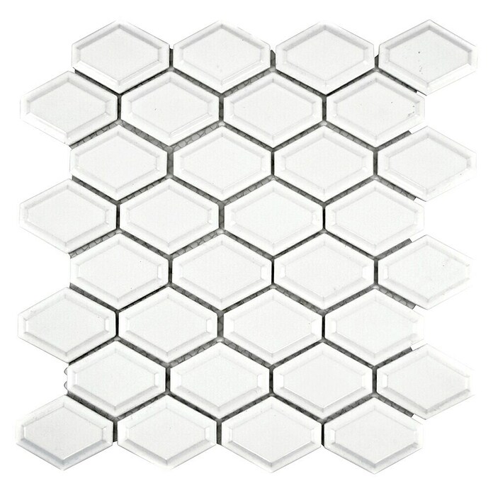 Mosaikfliese Diamant CG MD 3WM (25,2 x 26,5 cm, Weiß, Matt)