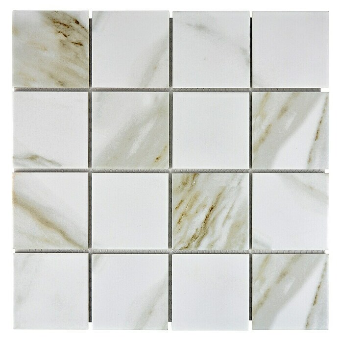Mozaïektegel Quadrat Calacatta CIM Q73 CT (30,6 x 30,6 cm, Bruin/Beige/Wit, Mat)