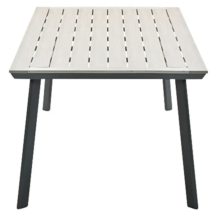 Garden Impressions Gartentisch Vigo - L x B x H: 230 x 100 x 73 cm, Aluminium, Vironwood, Rechteckig, Schwarz/Weiß - Rechteckiger Gartentisch mit heller Lattenplatte und dunkelgrauen Beinen.