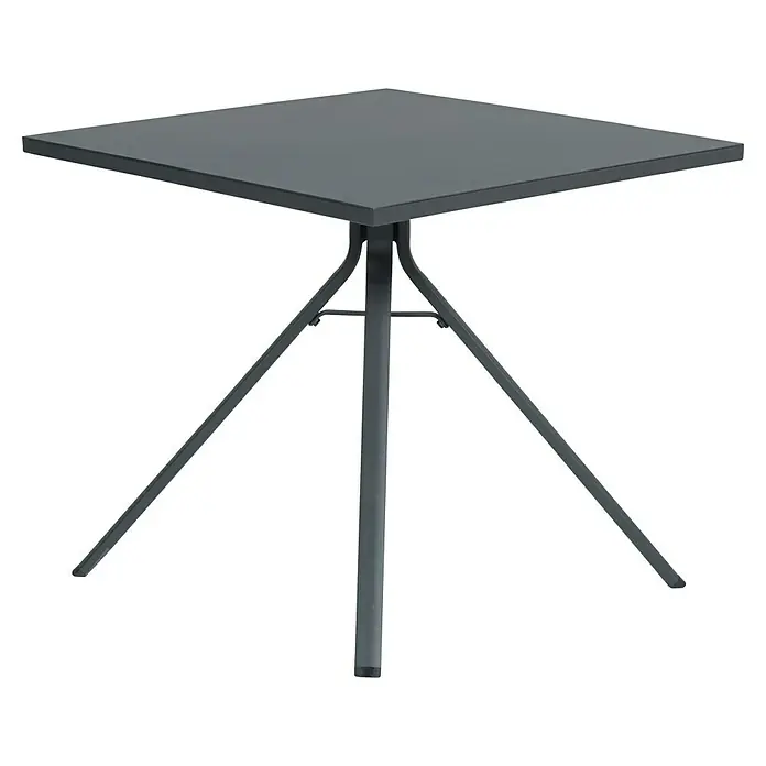 Garden Impressions Balkontisch Rimini - L x B x H: 80 x 80 x 74 cm, Aluminium, Quadratisch, Schwarz/Anthrazit - Dunkelgrauer quadratischer Tisch mit einer Mittelsäule und vier angewinkelten Beinen.