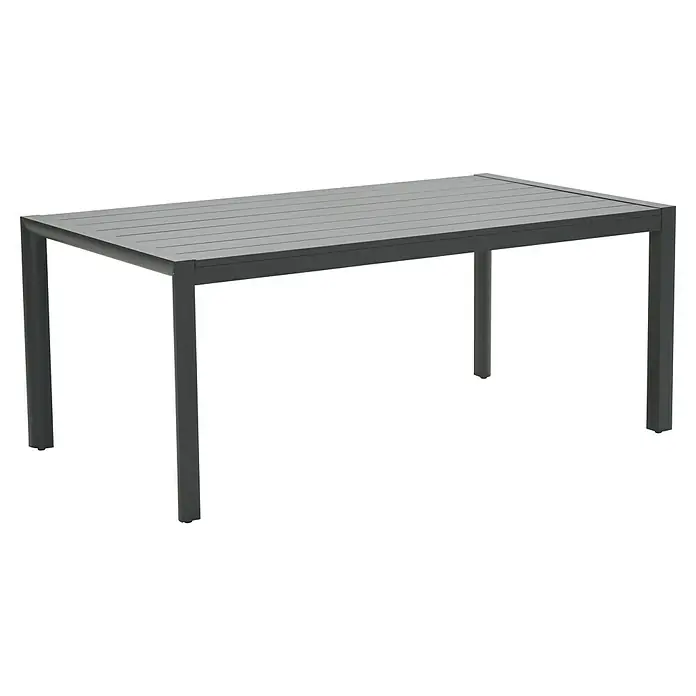 Garden Impressions Gartentisch Gosford - L x B x H: 180 x 100 x 74,6 cm, Aluminium, Rechteckig, Schwarz/Anthrazit - Rechteckiger dunkelgrauer Outdoor-Esstisch mit Lattenplatte und geraden Beinen.