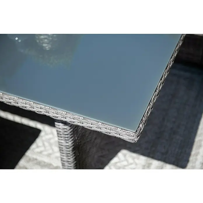 Garden Impressions Loungemöbel-Set Blue Bird - 5 -tlg., Aluminium, Polyester, Grau/Schwarz, Links - Grauer Gartentisch aus Polyrattan mit mattierter Glasplatte.