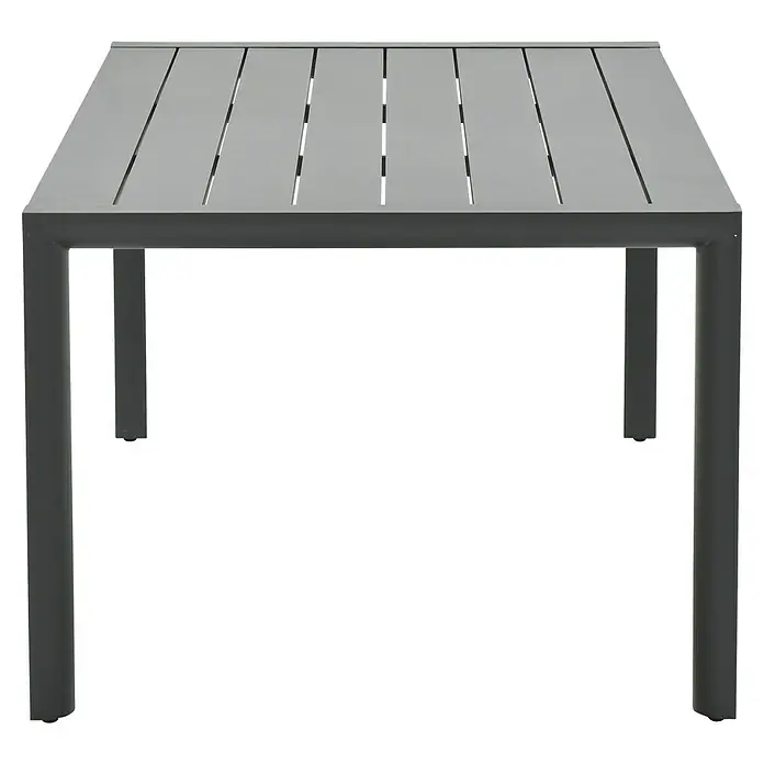 Garden Impressions Gartentisch Gosford - L x B x H: 180 x 100 x 74,6 cm, Aluminium, Rechteckig, Schwarz/Anthrazit - Grauer Gartentisch mit Lattenplatte und dunkelgrauen Beinen.