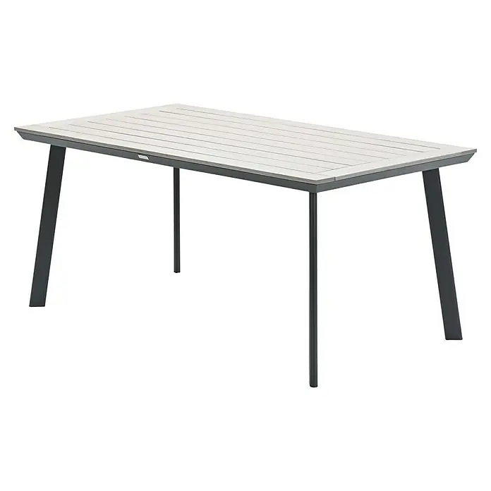 Garden Impressions Gartentisch Vigo - L x B x H: 160 x 90 x 73 cm, Aluminium, Vironwood, Rechteckig, Schwarz/Weiß - Rechteckiger Gartentisch mit hellgrauer Lattenplatte und dunkelgrauem Metallgestell.