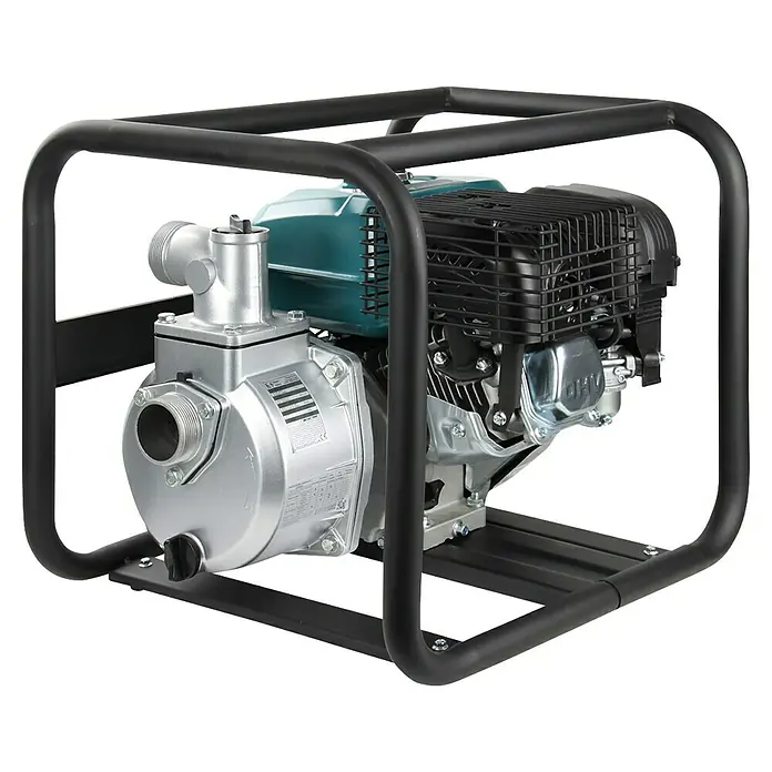 Könner & Söhnen Benzin-Klarwasserpumpe KS 50 - 7 PS, 196 cm³, Max. Fördermenge: 500 l/h - Eine robuste Wasserpumpe mit schwarzem Rahmen für den sicheren Transport. Ideal für Garten, Landwirtschaft und Bau.