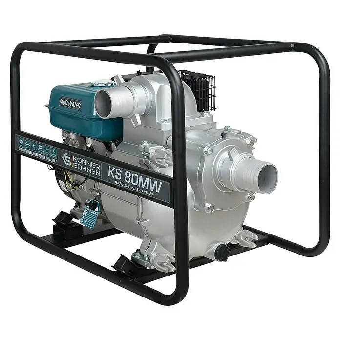 Könner & Söhnen Schmutzwasserpumpe KS 80MW - 7 PS, Max. Fördermenge: 1.000 l/h - Die Konner & Söhnen KS 80MW Benzin-Wasserpumpe, robust und zuverlässig für anspruchsvolle Aufgaben. Ideal für Schmutzwasser.