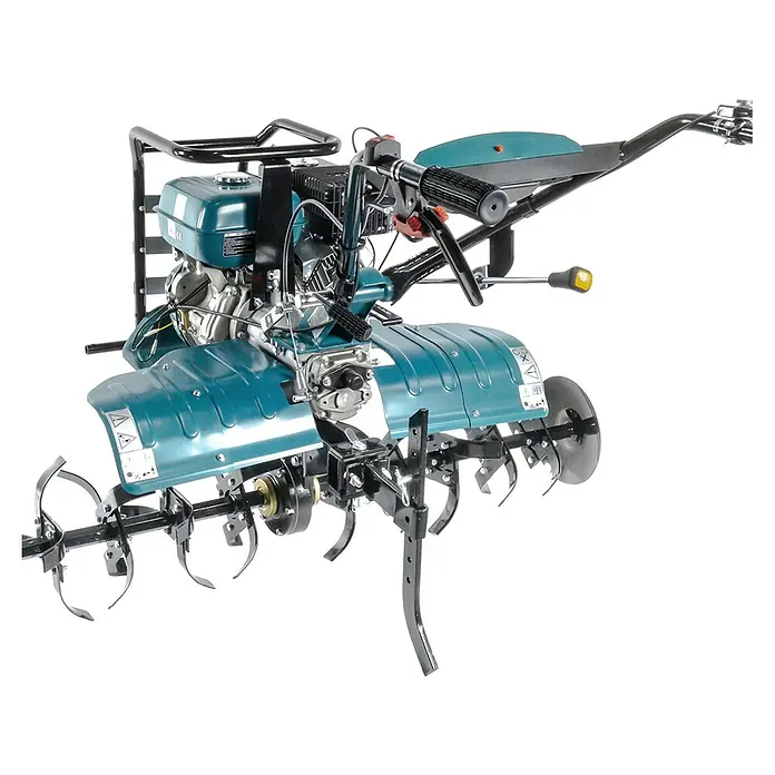 Könner & Söhnen Benzin-Bodenhacke KS 9HP-1350G-3 400 - 4-Takt, Arbeitsbreite: 134 cm - Hier ist ein detailliertes Bild einer Gartenfräse, die für die Bodenbearbeitung und Gartenarbeit konzipiert ist.