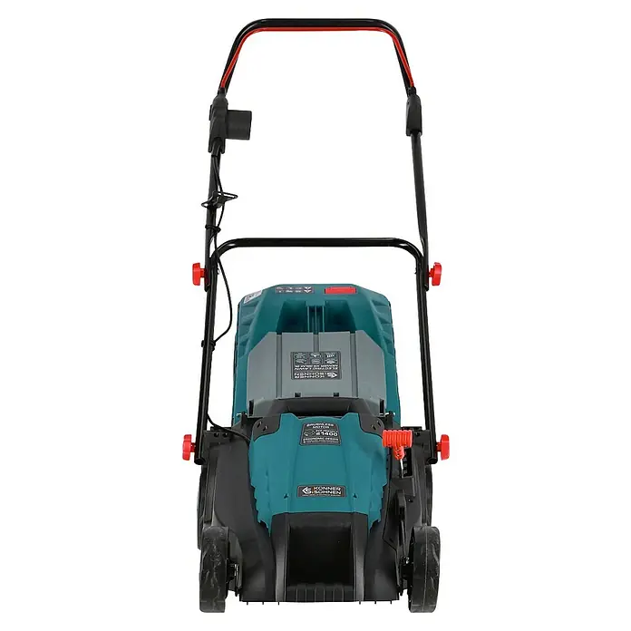 Könner & Söhnen Elektro-Rasenmäher KS 38LM-BL - 1.400 W, Schnittbreite: 38 cm - Elektrorasenmäher mit roten Akzenten, ideal für effiziente Gartenpflege. Der Rasenmäher sorgt für einen gepflegten Rasen.