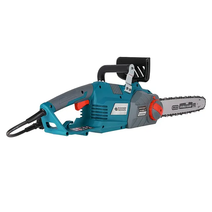 Könner & Söhnen Elektro-Kettensäge KS CS2200-16 - 2.200 W, Schwertlänge: 40 cm - Eine elektrische Kettensäge der Marke Könner & Söhnen, Modell KS CSE2200-16, mit Oregon-Schneidgarnitur für effiziente Schnitte.