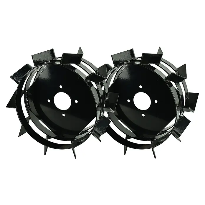 Könner & Söhnen Stahlrad für Motorhacke KS MW40 - 2 Stk., Passend für: Bodenhacke KS 7HP-850A, KS 7HP-950A, KS 7HP-950S, KS 7HP-1050G und KS 9HP-1350G-3 - Schwarze Gartenfräse mit robusten Zinken für die Bodenbearbeitung im Garten- und Landschaftsbau.