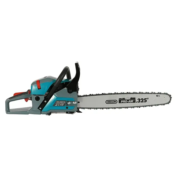 Könner & Söhnen Benzin-Kettensäge KS CS31G-16-1 - 2,3 kW, 54,5 cm³, Schwertlänge: 40 cm - Eine Benzin-Kettensäge KS CS31G mit 3,1 PS, ausgestattet mit einer Oregon Pro-Am .325" Kette für effektive Holzarbeiten.