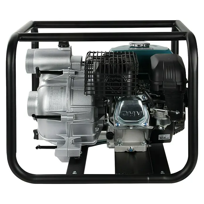 Könner & Söhnen Schmutzwasserpumpe KS 80TW - 7 PS, Max. Fördermenge: 1.100 l/h - Nahaufnahme einer Wasserpumpe mit robustem Rahmen. Ideal für Bewässerung und Entwässerung.