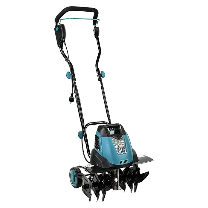 Könner & Söhnen Elektro-Bodenhacke KS 1500T E - Leistung: 1.500 W, Arbeitsbreite: 45 cm, Arbeitstiefe: 22 cm - Elektrischer Kultivator der Marke KS mit blauem und schwarzem Design, ideal zum Auflockern und Belüften von Böden.