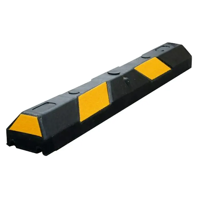 Tope de aparcamiento - L x An x Al: 915 x 150 x 100 mm, Apto para: Vehículos, Reflectante - Tope de estacionamiento negro con reflectores amarillos para una mejor visibilidad y seguridad al aparcar.