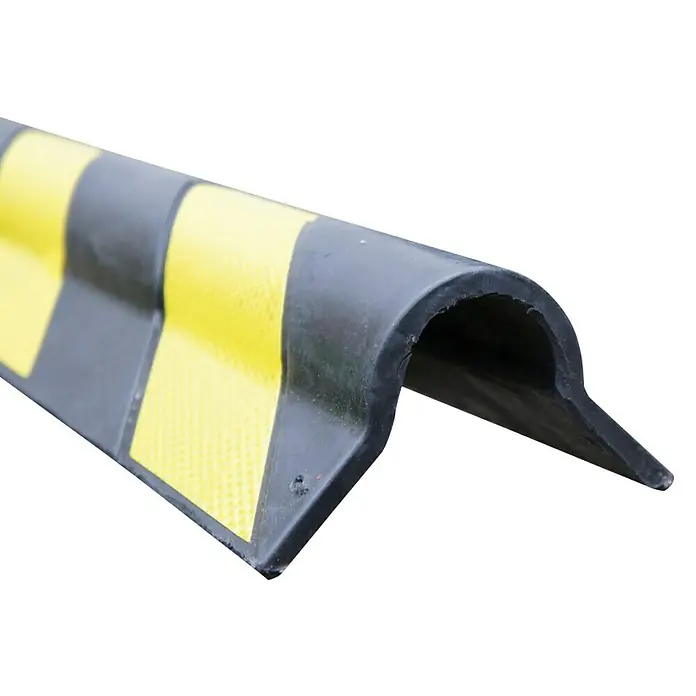 Banda de gomaespuma RQ800 - L x An: 80 x 9 cm - Protector de esquina de goma amarillo y negro para absorción de impactos y prevención de daños en bordes en industria.