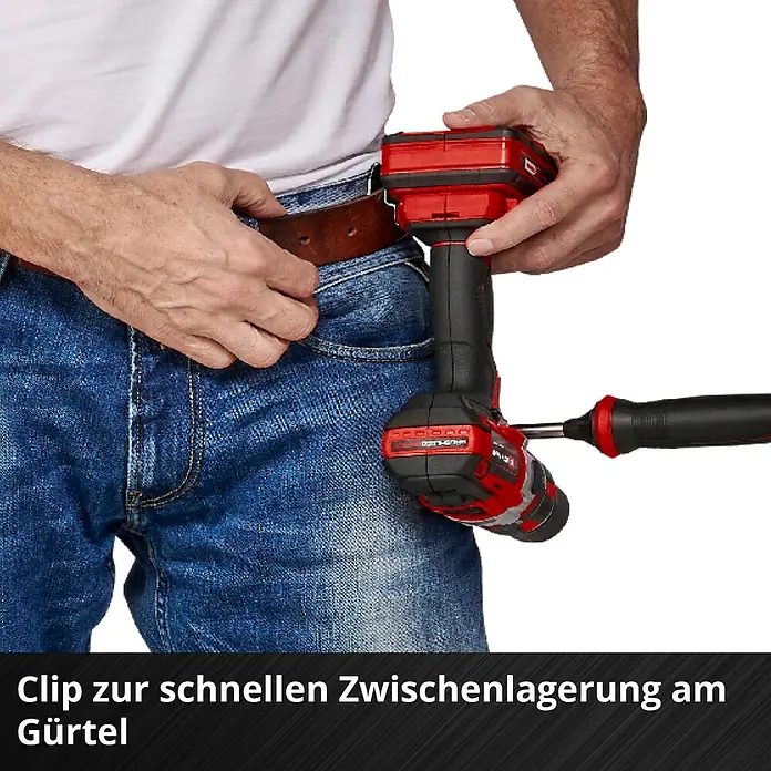 Einhell Power X-Change 18V Akku-Bohrschrauber TE-CD 18 Li Brushless-Solo - 18 V, Ohne Akku - Akkuschrauber mit Clip zur schnellen Zwischenlagerung am Gürtel.\n