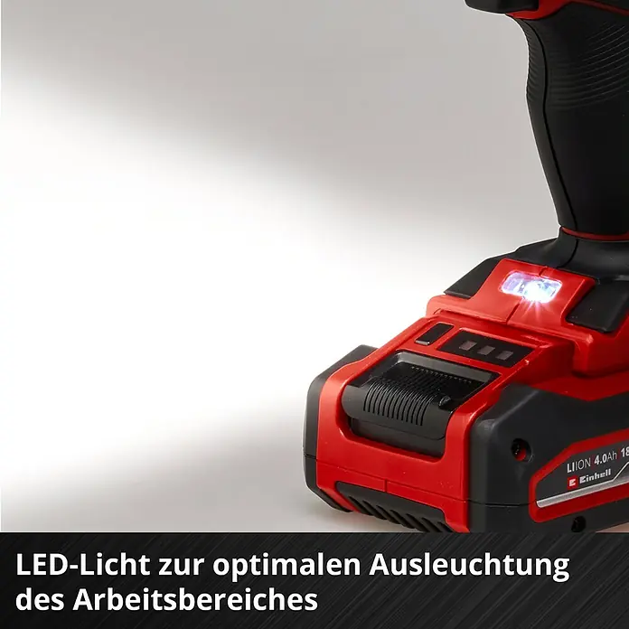 Einhell Power X-Change 18V Akku-Bohrschrauber TE-CD 18 Li Brushless-Solo - 18 V, Ohne Akku - Akkuschrauber mit integrierter LED-Leuchte für eine optimale Ausleuchtung des Arbeitsbereiches.