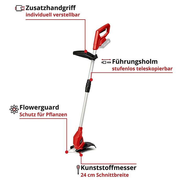 Einhell Power X-Change Akku-Rasentrimmer GC-CT 18/24 Li-Solo (18 V, Li-Ionen, Ohne Akku, Schnittbreite: 24 cm)