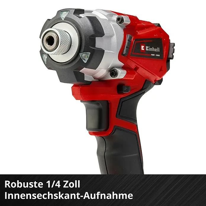 Einhell Power X-Change 18V Akku-Schlagschrauber TE-CI 18/1 Li - 18 V, Ohne Akku - Akku-Schlagschrauber von Einhell, rot und schwarz, mit robustem 1/4-Zoll-Innensechskant-Aufnahme für kraftvolles Schrauben.